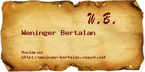 Weninger Bertalan névjegykártya